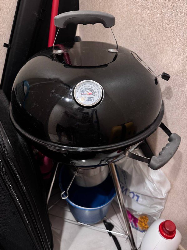 Гриль угольный с коптильней и термометром, мангал переносной