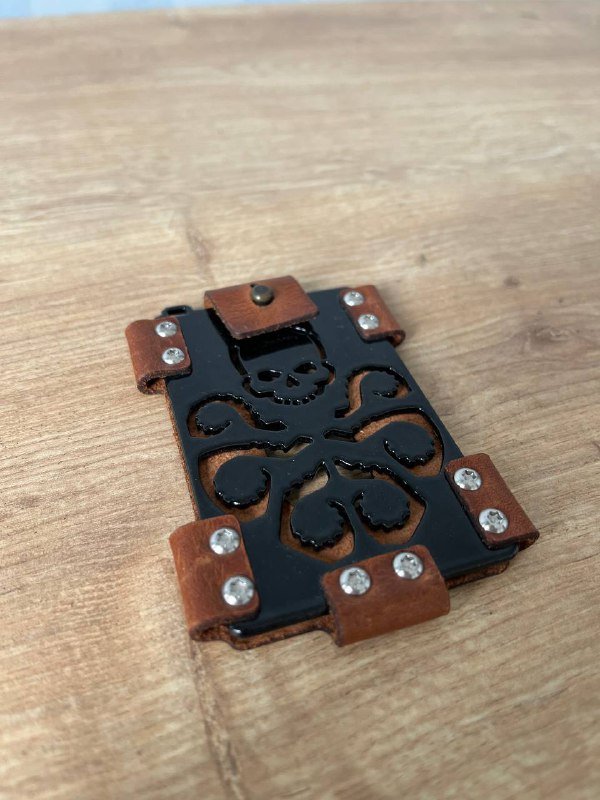 Ручной работы cardholder металл кожа