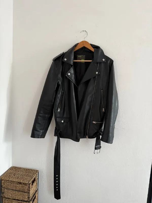 Leather jacket, warm jacket with ties 1