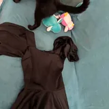 Черное атласное коктейльное платье, халат-накидка, пояс 3