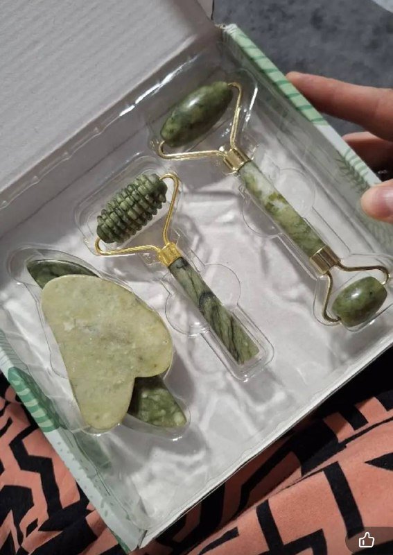 Набор нефритовых массажных роликов и скребков Гуа Ша 3