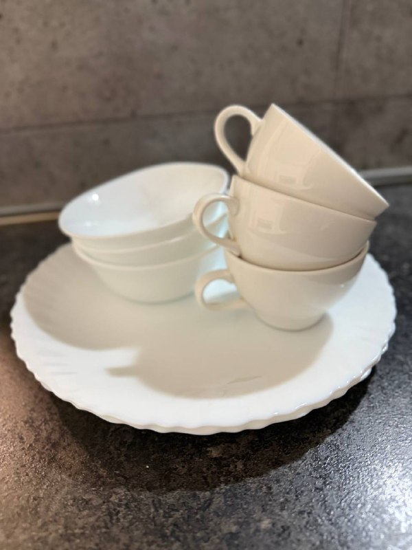 Sneakers, hats, shirts, white ceramic cups and bowls set 7