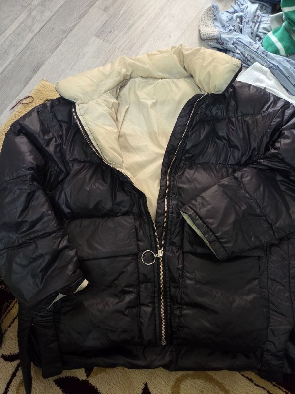 თეთრი და შავი თბილი კაცის ქურთუკი M 2