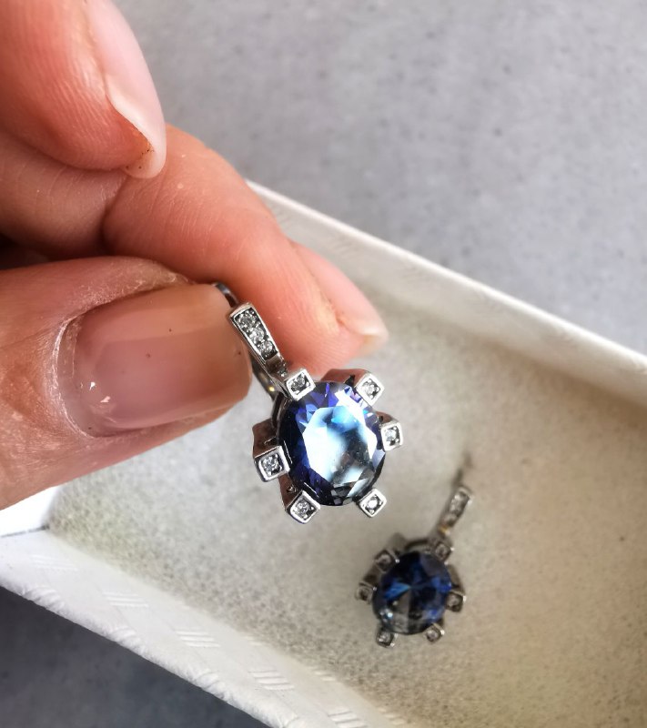 Серьги серебро с камнями