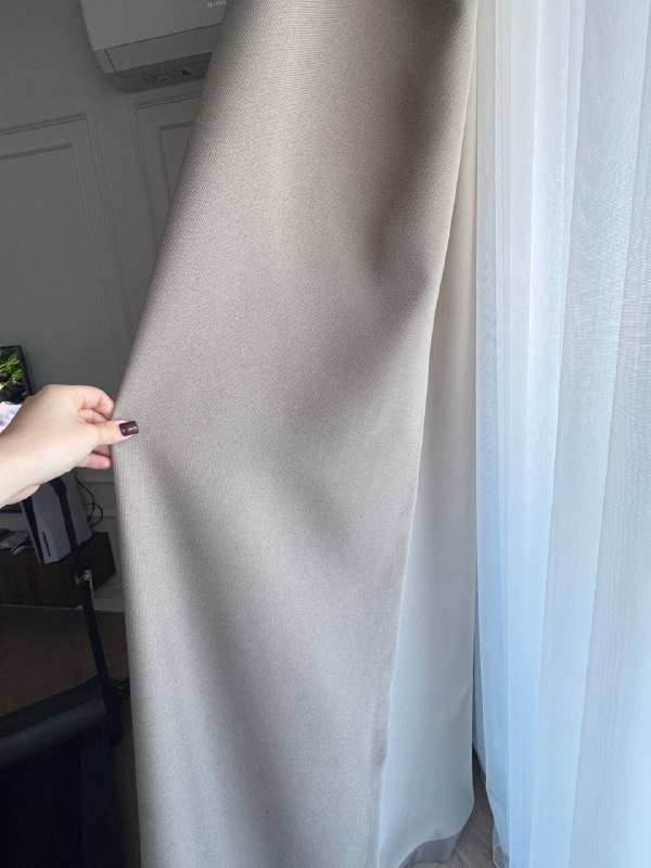 Шторы блэкаут из премиум ткани, бежевые 4