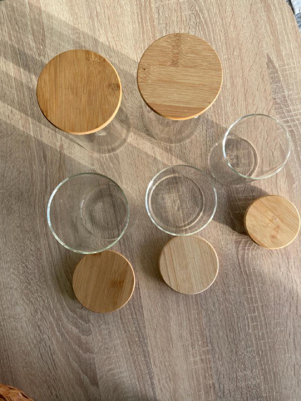 Набор стеклянных баночек для хранения с бамбуковой крышкой 2