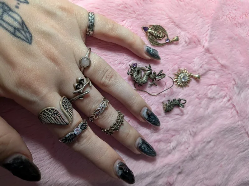 Серебряные украшения, кольца, подвески, серьга 1