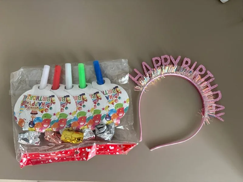 Happy Birthday banner, whistles, Happy Birthday headband 1