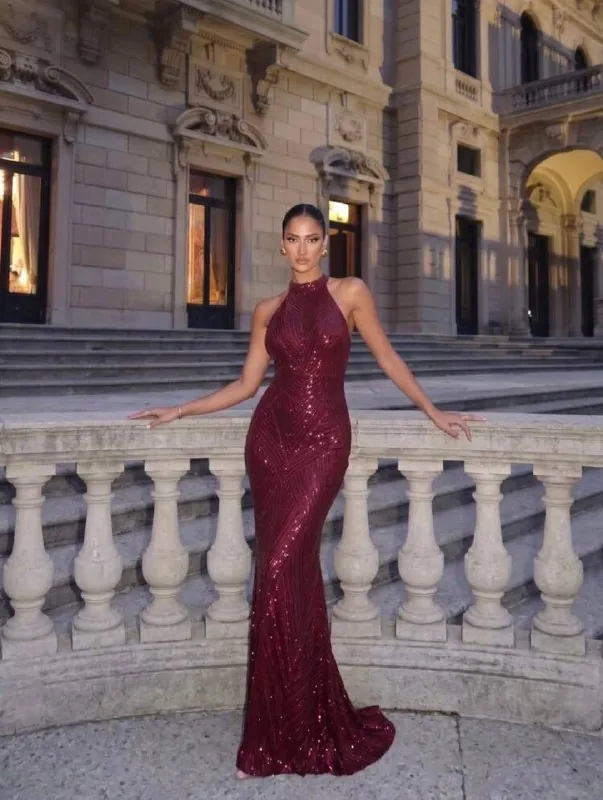 Burgundy sparkling dress 1