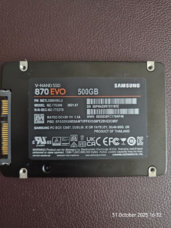 SSD Samsung 870 evo 500GB 2.5" SATA