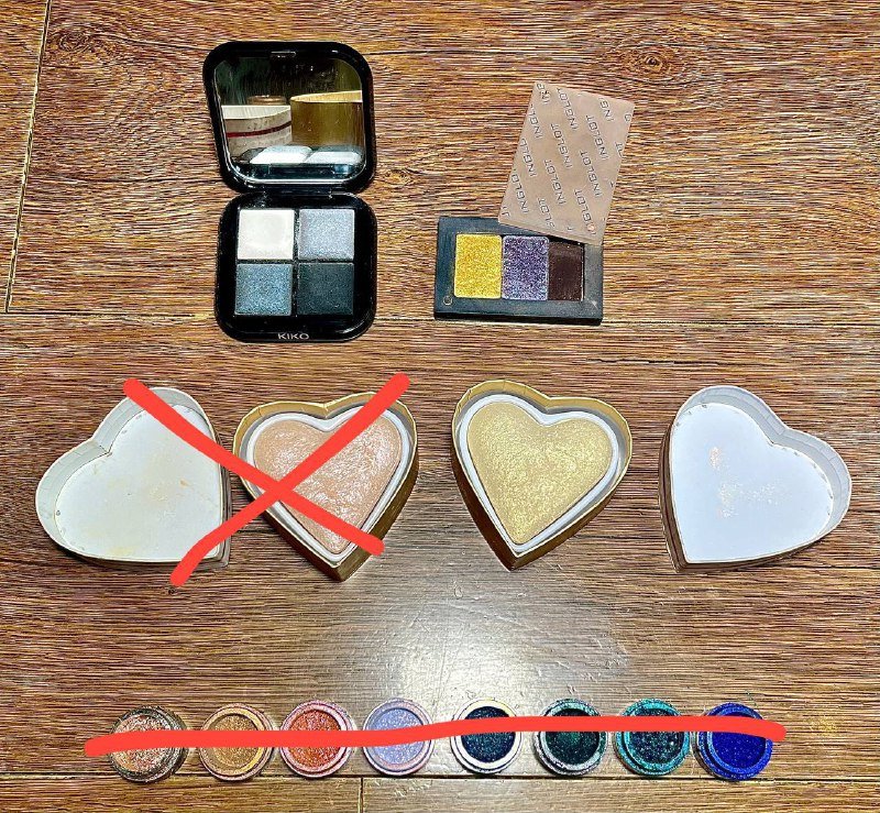 Тубус для кистей Manly Pro, палетка теней Kiko, кейс для рефилов Inglot, хайлайтер Revolution 5