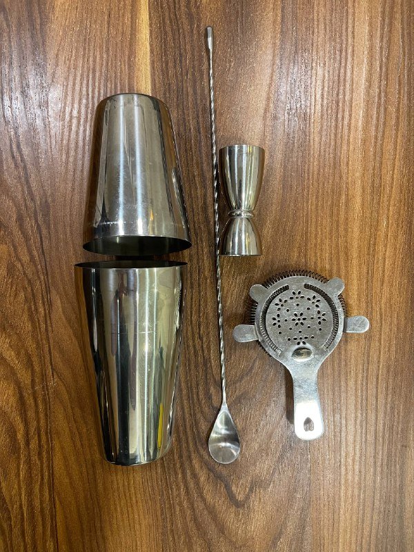 Набор для бара: шейкер, джиггер, стрейнер, барная ложка