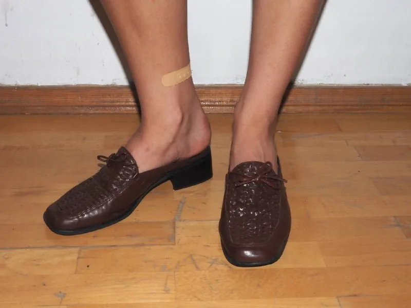 Vintage Brown Woven Leather Mules 1