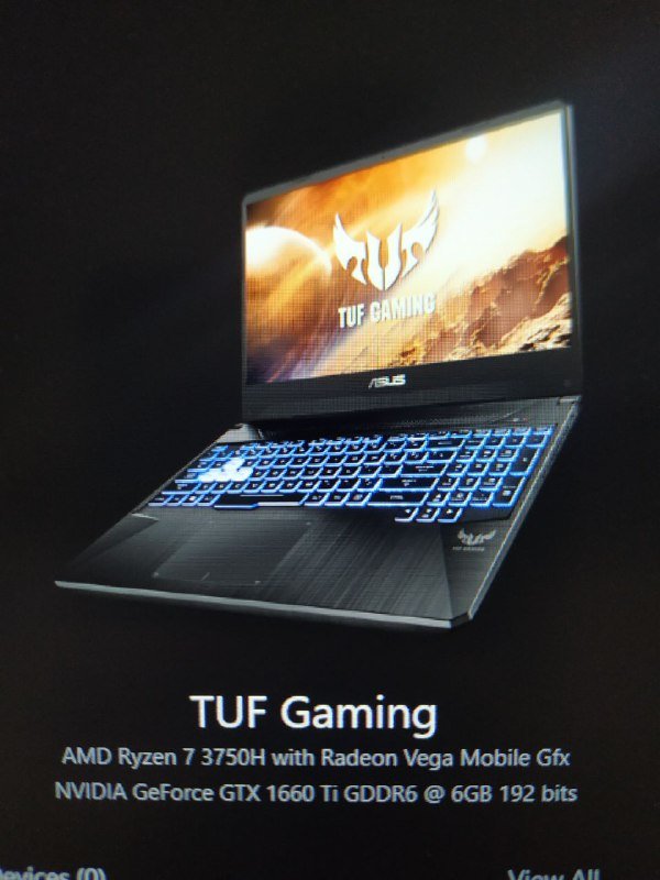 Asus tuf gaming, GTX 1660 ti, Ryzen 7 3750H, 16GB RAM, SSD 256GB, HDD 1TB 8