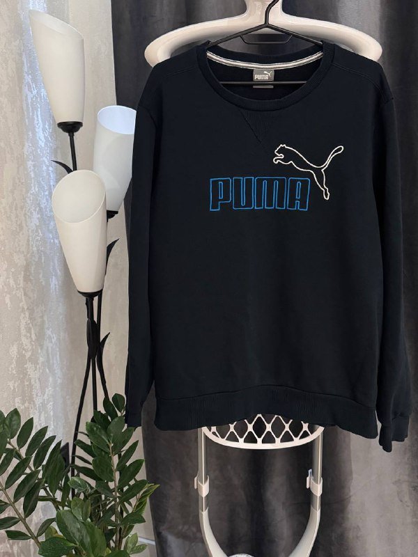 Винтажный свитшот PUMA 90-х, темно-синий, размер L