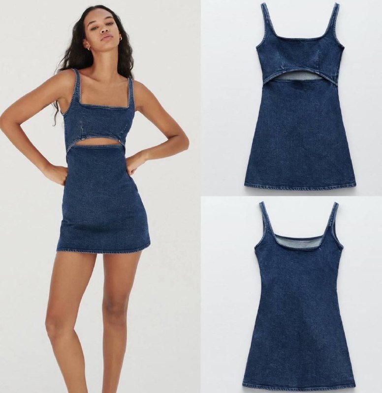 Сатиновое чёрное платье Zara, джинсовое мини-платье Zara 5