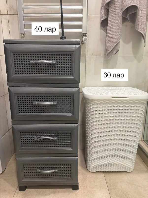 Laundry basket, plastic cabinet