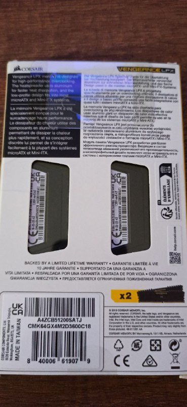 memory RAM 64gb 2x32 Corsair Vengeance DDR4 3600 MHz 2