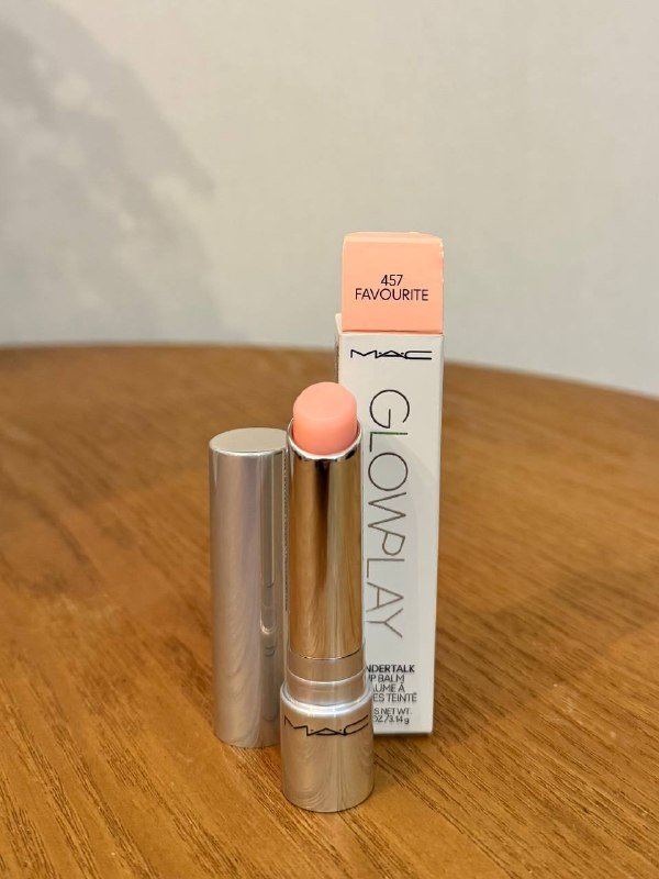MAC Glowplay Tendertalk Lip Balm, Satin Lipstick Myth, Strobe Beam Liquid Blush Apricot Jelly