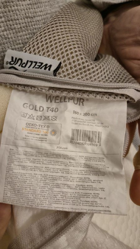 Топпер WELLPUR GOLD T40 160x200 2