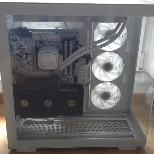 PC, monitor, keyboard, mice, light bar