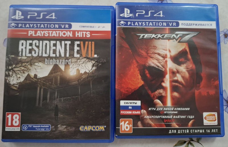 Диски PS4 Resident Evil, Tekken 7