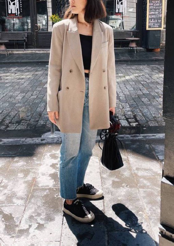 Двубортный жакет пастельный серо-зеленый размер s-m