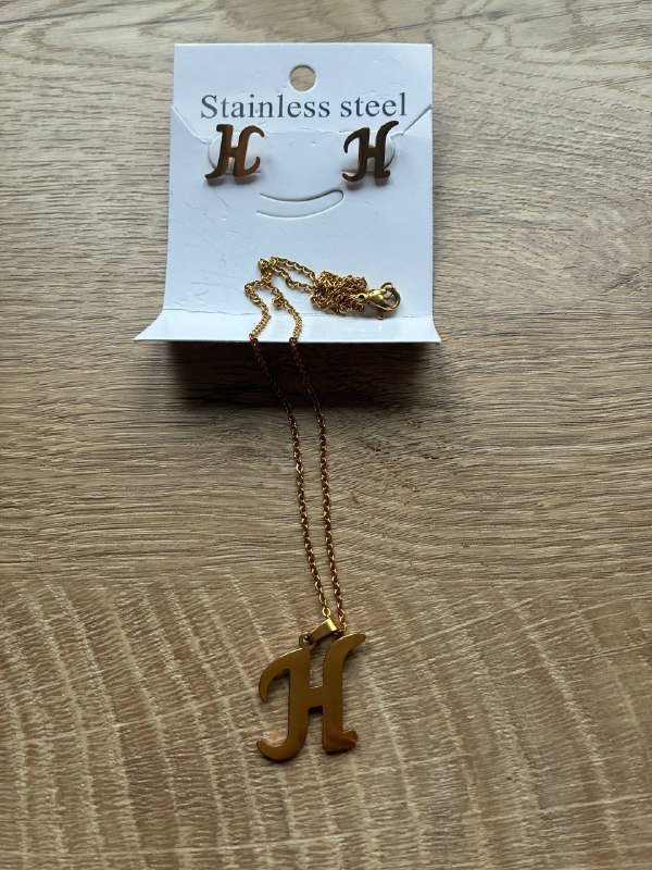 Серьги и цепочка с буквой Н