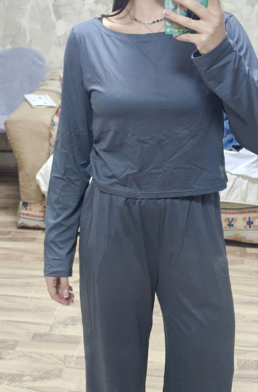 домашний удобный костюм с брюками и карманами 3