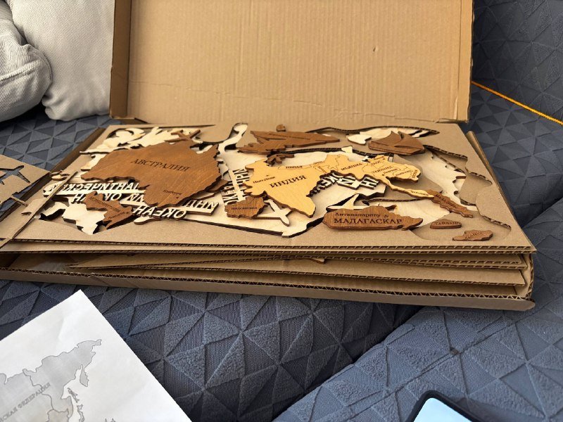 Деревянная карта мира настенная декорация 4