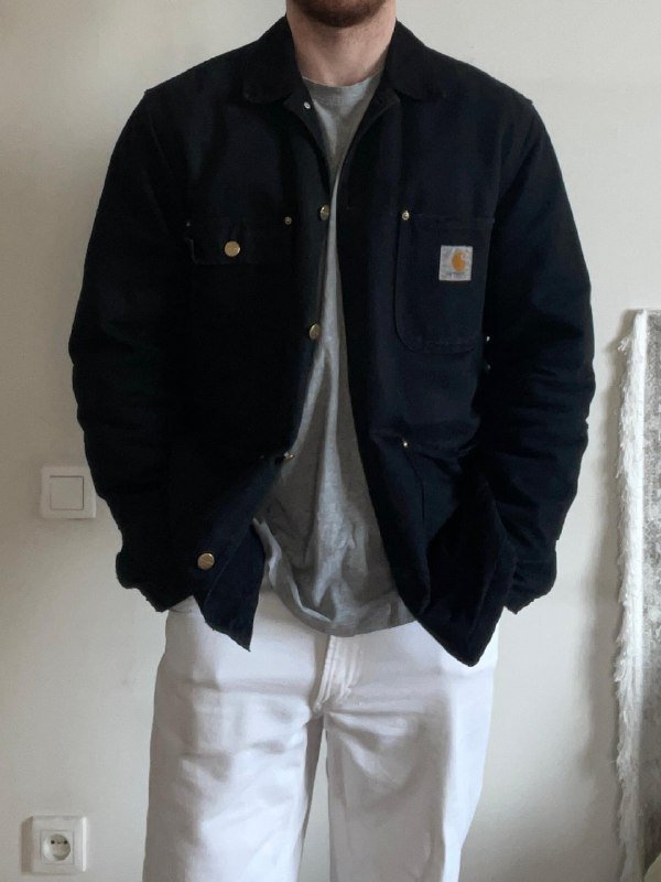 Винтажная куртка Carhartt wip OG Chore Coat черная, размер M/L