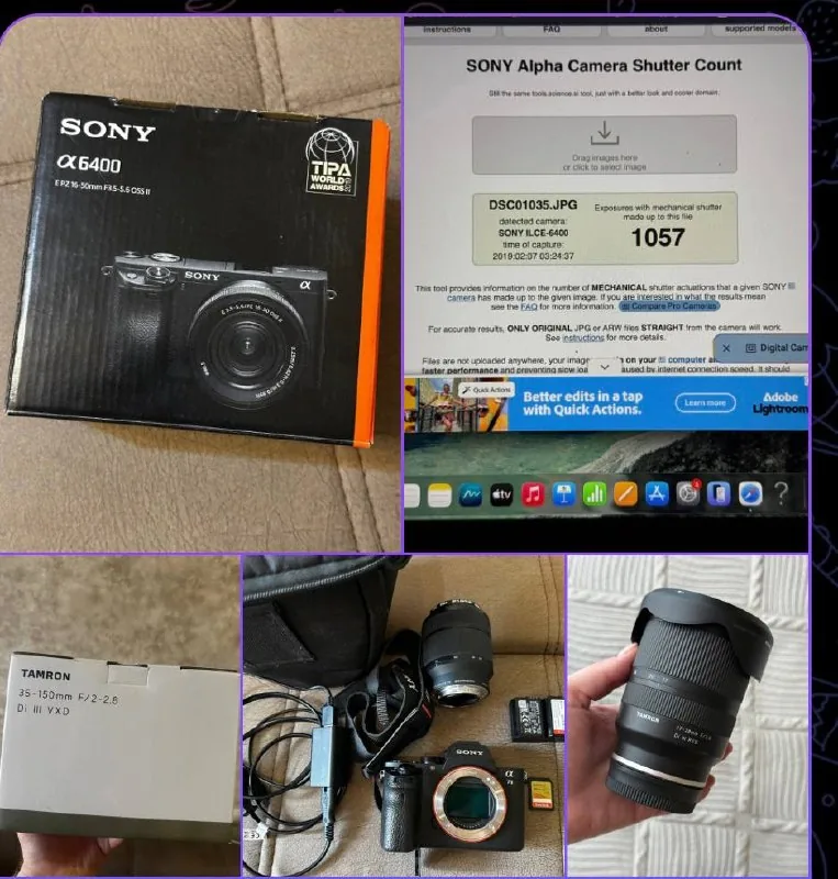 Объективы Tamron 17-28, 35-150, камеры Sony A7II, A6400