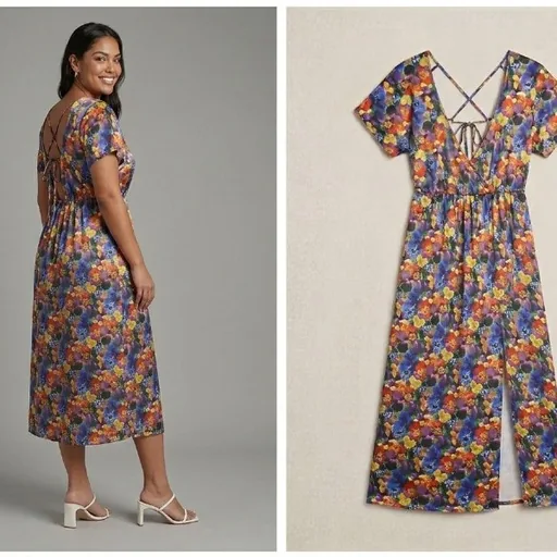 Bright Colorful Maxi Dress with a Slit