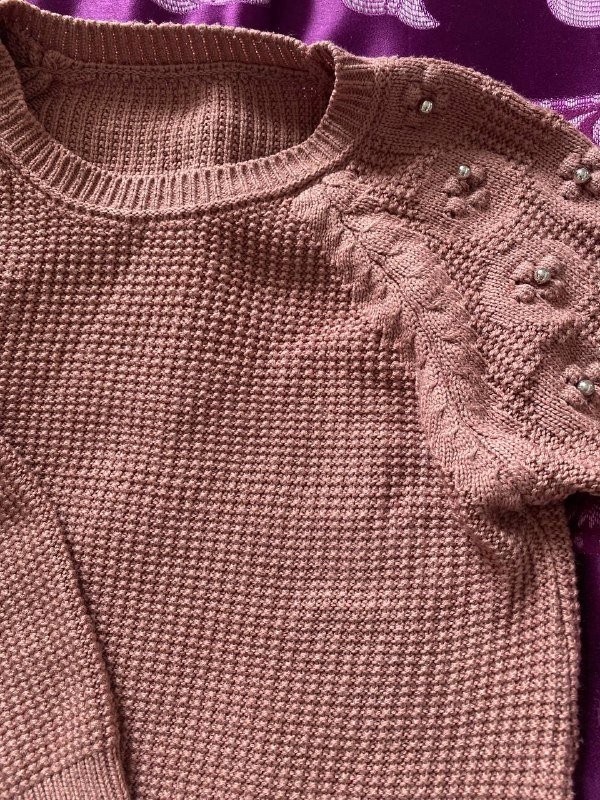 Розовый вязаный женский свитер S