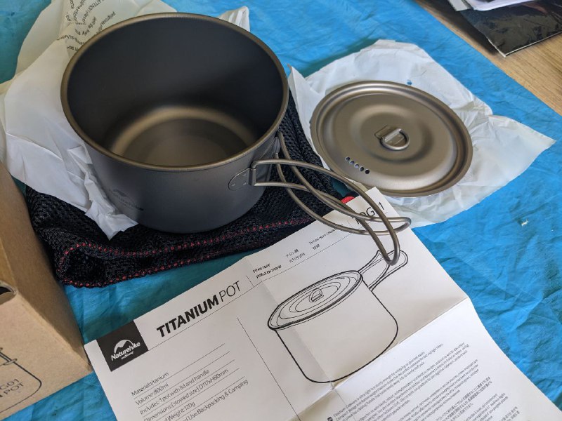 Котелок титановый Naturhike 800 мл с крышкой и чехлом 2