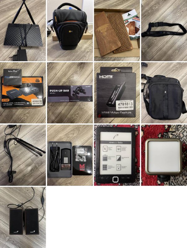 Модем Asus, сумки, разветвитель, упоры, видеозахват, фитолампа, бритва, читалка, видеосвет, колонки