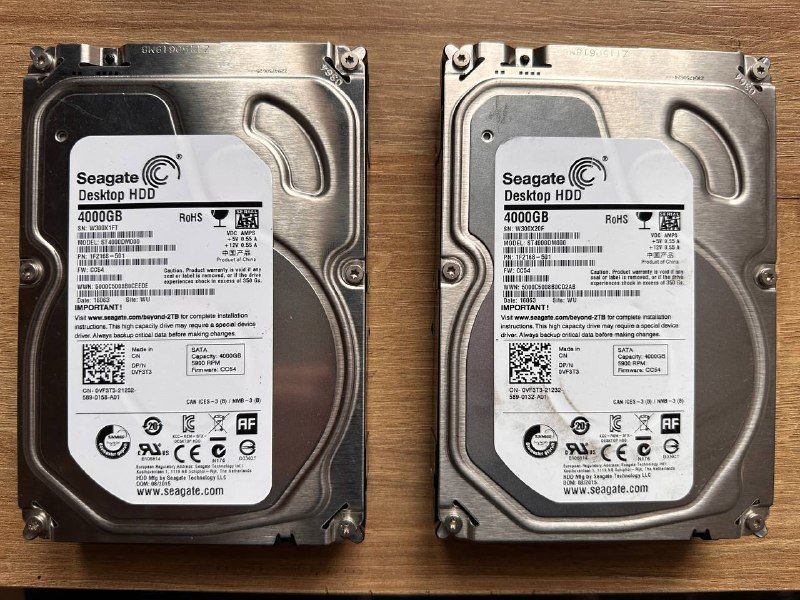 Жесткие диски Seagate 4 Тб каждый