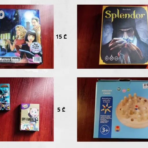 Cluedo, Splendor, Uno, Memory Chess