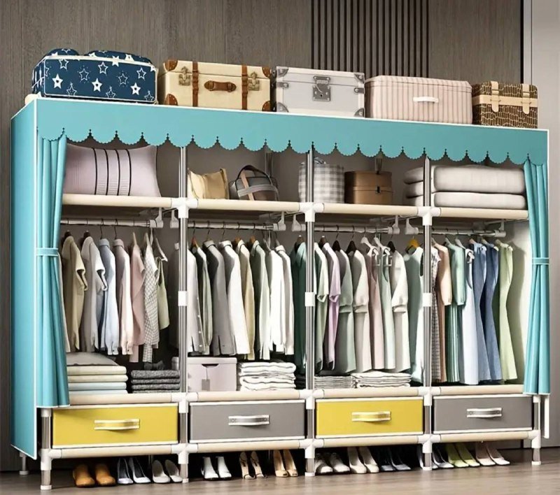 шкаф-гардероб стальной каркас тканевые вставки портативный 6