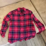 Рубашка Uniqlo XS в красно-синюю клетку 2
