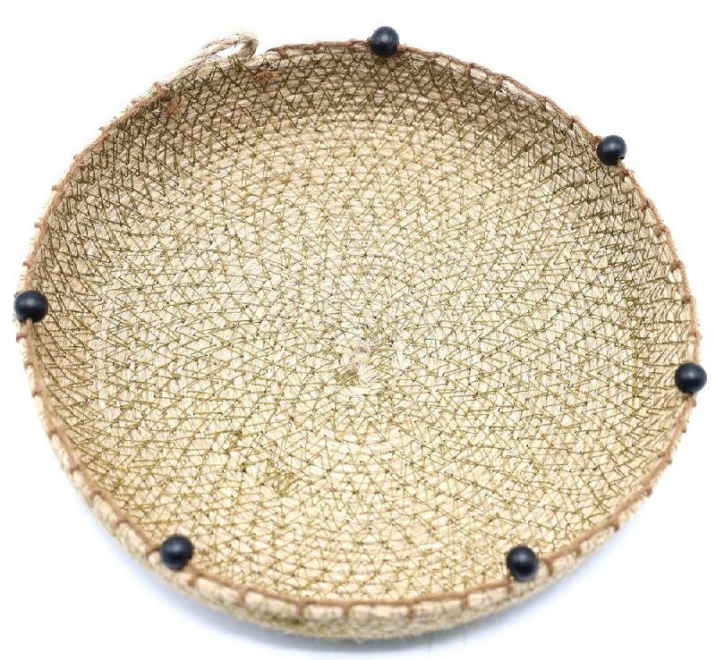 плетёная низкая корзинка для мелочей, ручной работы