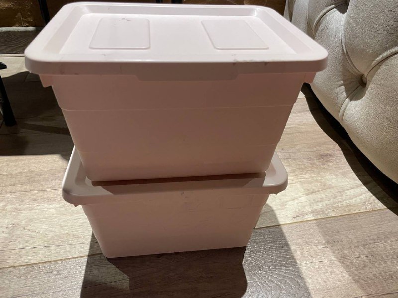 Розовые коробки IKEA 2 шт, серые коробки