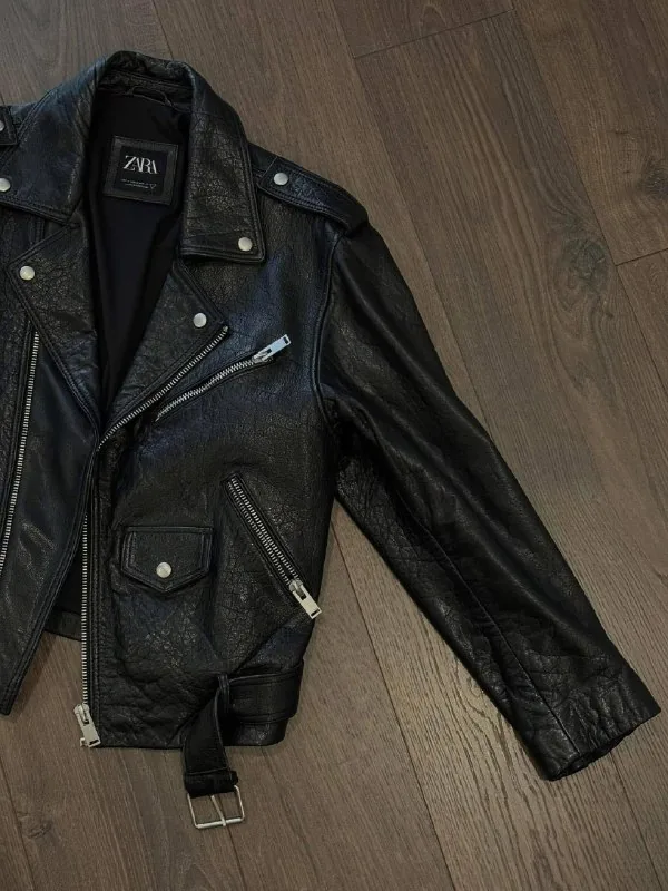 Кожаная байкерская куртка ZARA 1