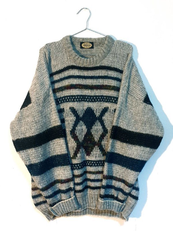 винтажный шерстяной свитер, полосатый свитер с якорем