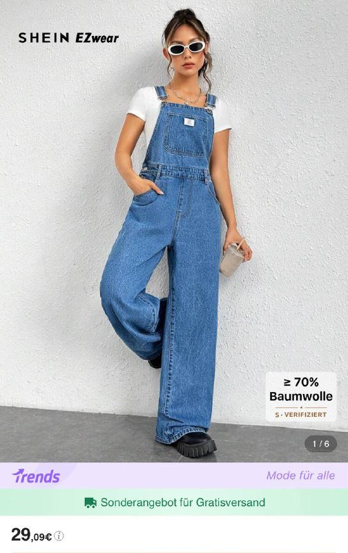 Женский джинсовый комбинезон размер L 5