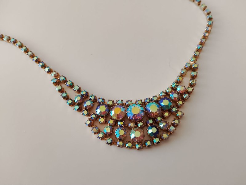 чёрное колье, винтажные колье Аврора Бореалис, винтажное американское колье 5