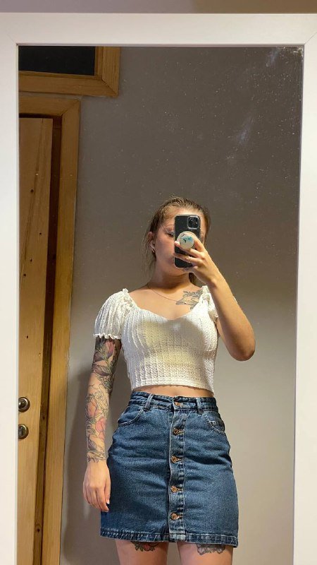 Топы SHEIN, джинсовая юбка XS, рубашка H&M XS, штаны 42 рр 3