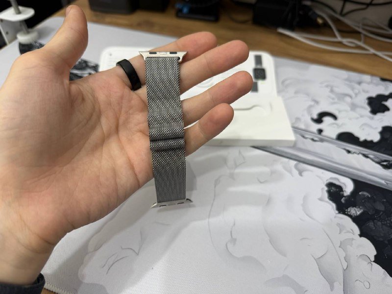 Ремешок Apple Milanese Loop для Apple Watch 45mm серебро 2