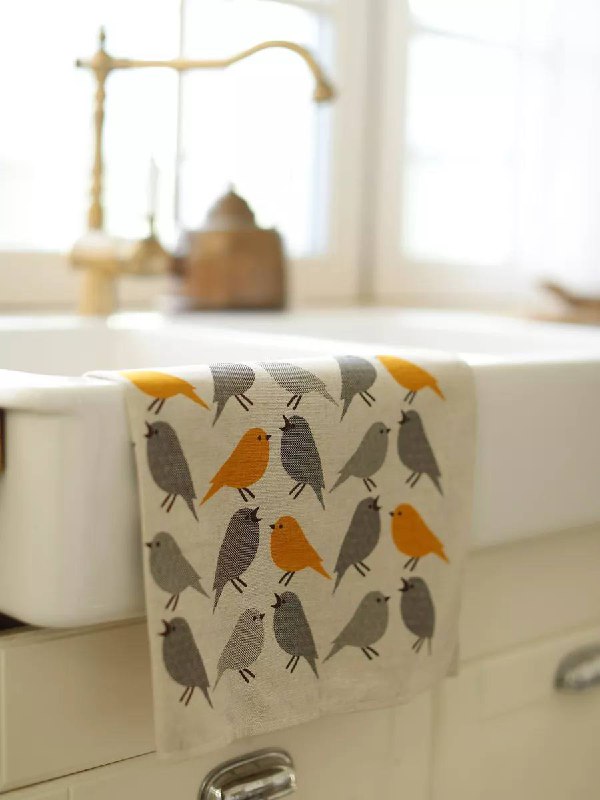 Набор полотенец льняных с птицами 5