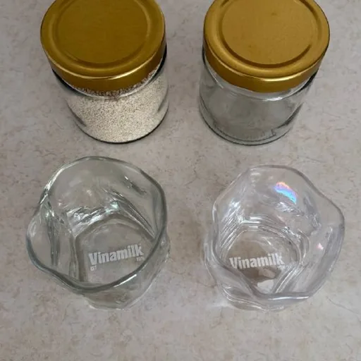 Glass cups and jars with lids